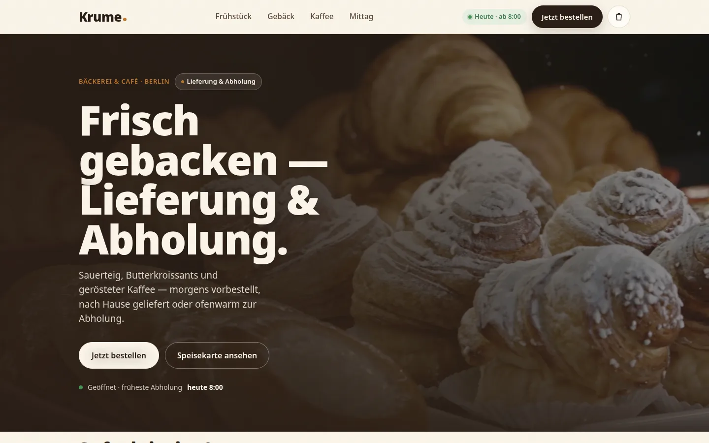 Krume — Bäckerei & Café · Lieferung
