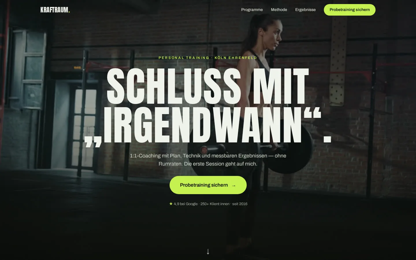KRAFTRAUM — Personal Training · Probetraining