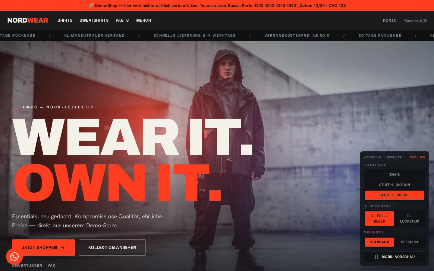 NordWear — Streetwear · Shop-Demo